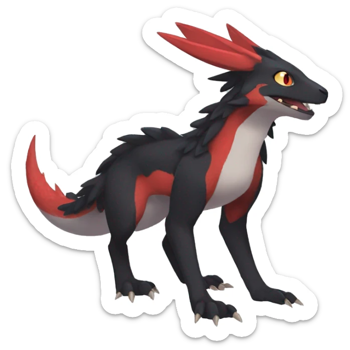 Cute cool black red nargacuga animal hybrid Fakemon full body sticker