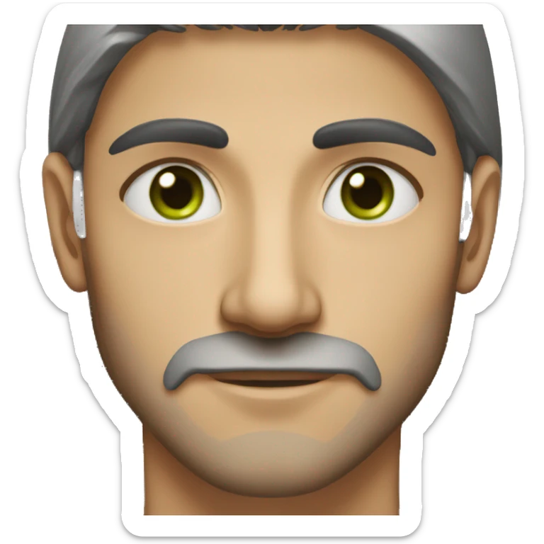 High details of man with iranian features a jewish nose green eyes and olive skin thin body and long black straight hair sticker