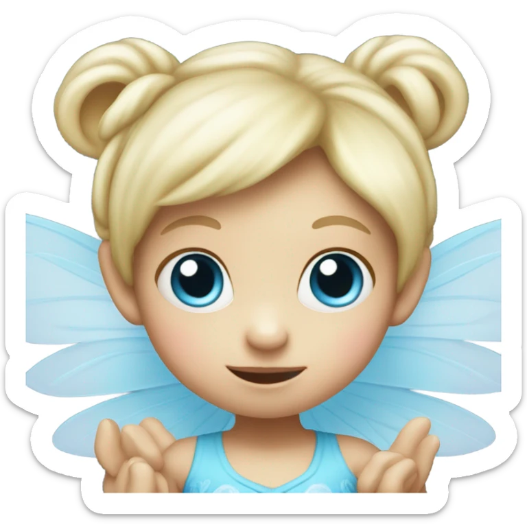 Tiny little fairy who looks like a monkey bird in his blue eyes and blonde hair and is a baby girl sticker