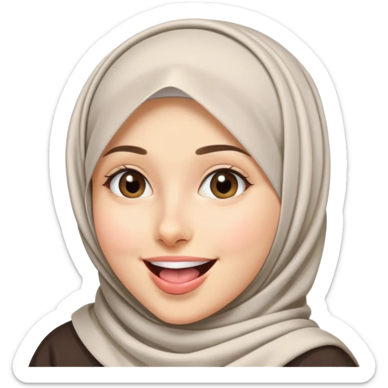 nữ, 15 tuổi, đội khăn hijab, tongue out, cười tươi sticker