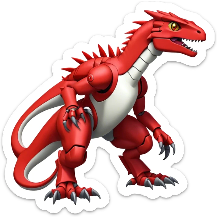  Cool Edgy Red Digimon-Fakemon-Guilmon-Velociraptor-Dragon-Mecha full body  sticker