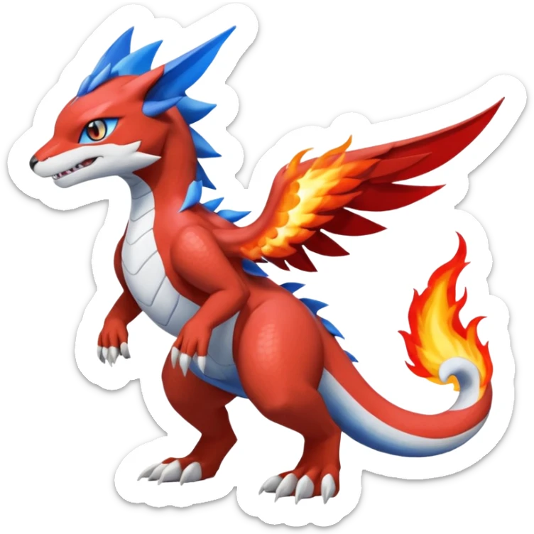 Gabite-Veemon-ExVeemon-Digimon-Latias-Peppercat-Pokémon-Flamedramon-fusion-animal-hybrid-creature, Full body  sticker