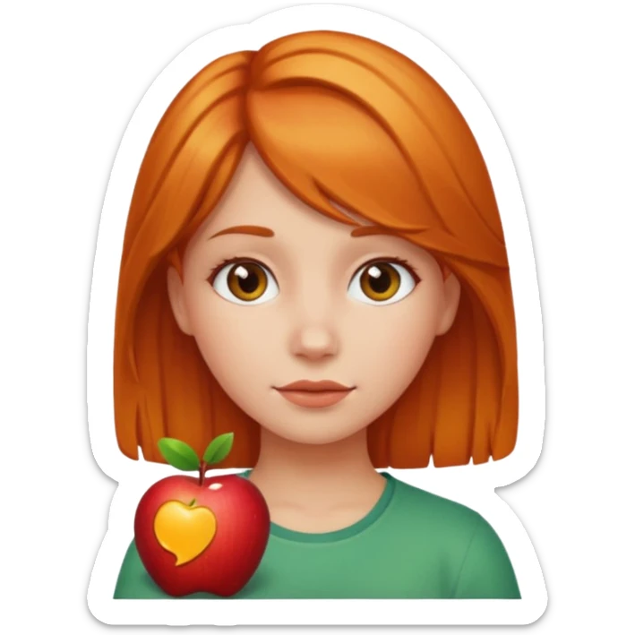 can you make an apple emoji of a girl who has amber hair sticker