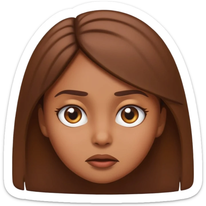 brown-skinned girl emoji with expressive rolling eyes, annoyed look, head tilt, clear and simple cartoon style sticker