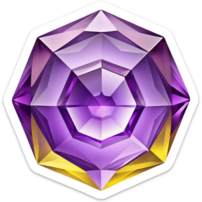 chatoyant gemstone crystal layered colors purple and yellow 3d png background sticker