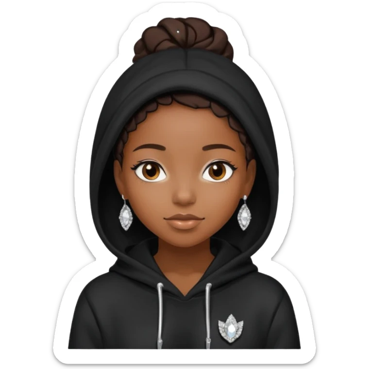 Black hoodie with  rinestones black girl sticker