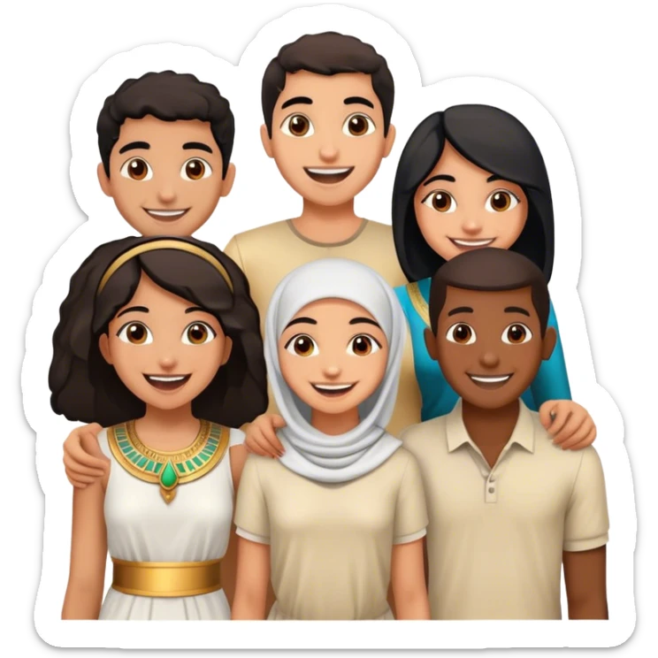 5 bestfriends, 1 south Asian girl, 1 Egyptian boy, 1 iranian girl, 1 moroccan boy , 1 black boy sticker