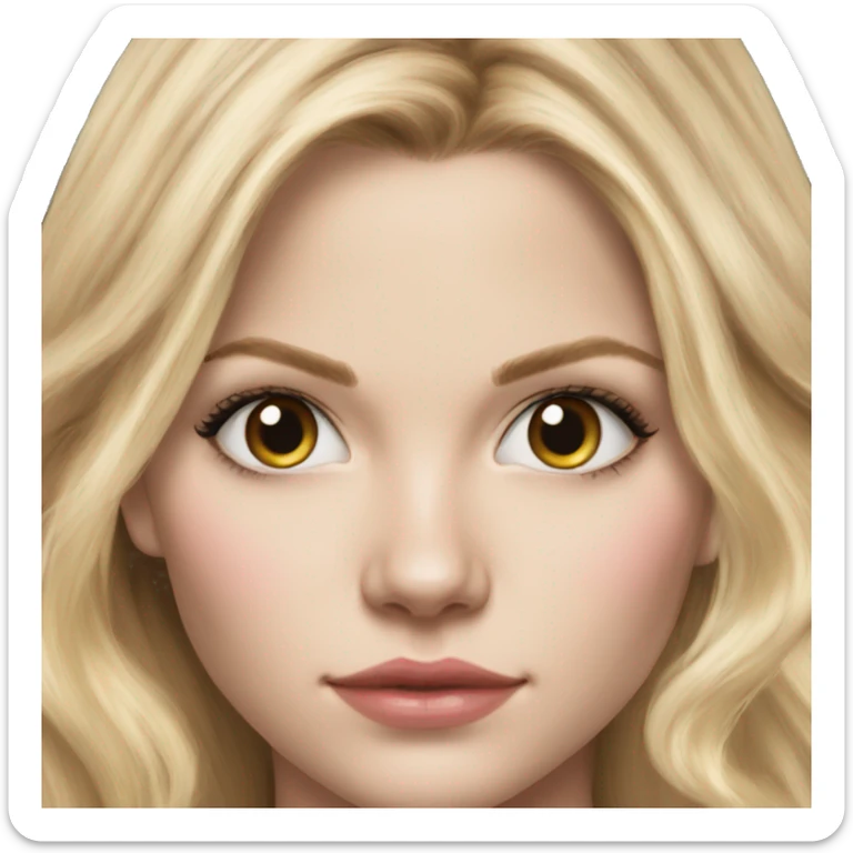 jennifer morrison long blonde hair teenager,grey eyes, hyperreal photoreal portrait sticker