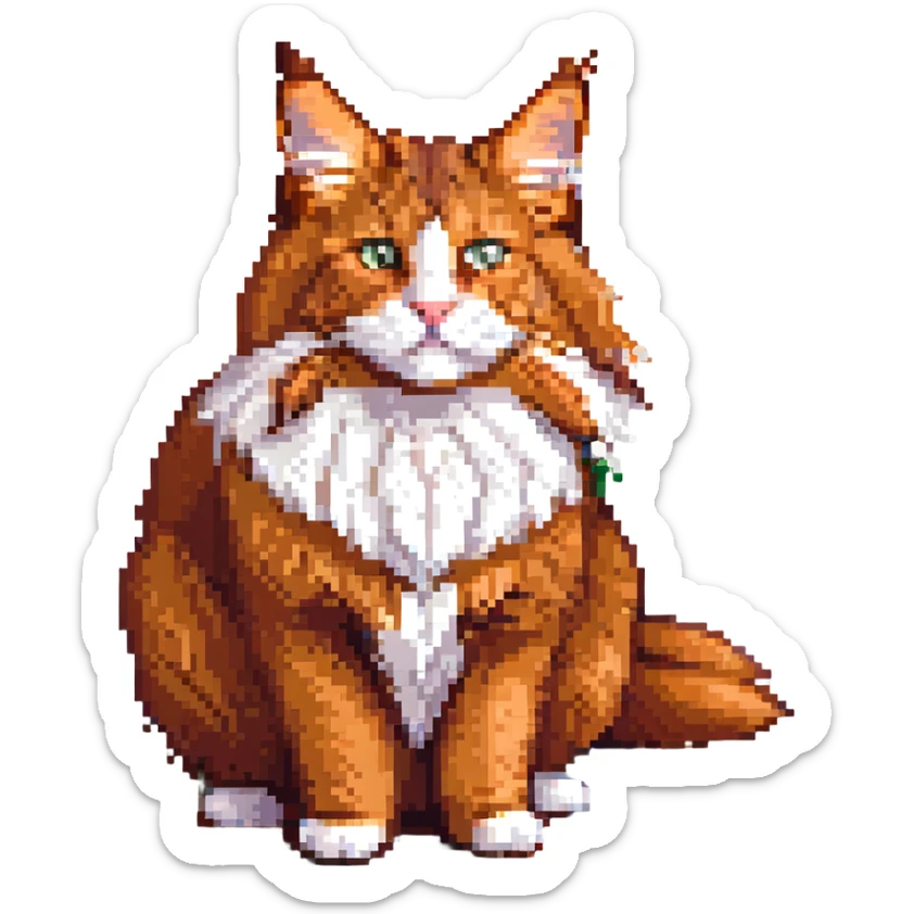 A red Maine Coon cat sticker
