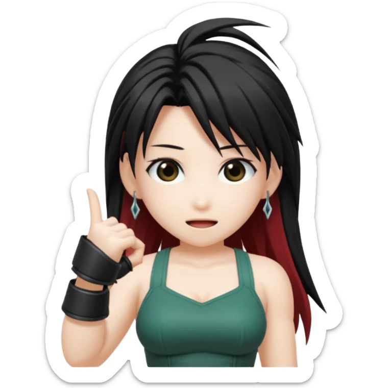 j'aimerai des emotes en lien avec tifa de final fantasy 7 en mode fantaisie mignon qui est joyeux  sticker