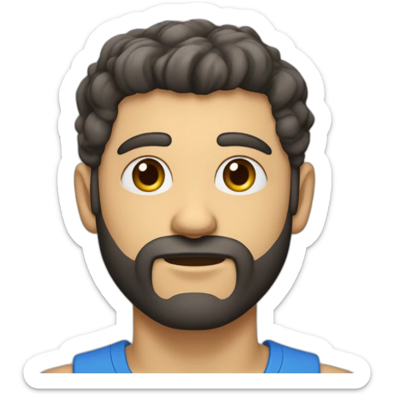 un homme très maigre avec des yeux bleus la peau très blanche et des cheveux noirs et une petite barbe et deux boucles d'oreilles sticker