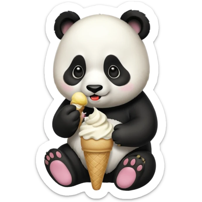 Panda eating ice cream sticker