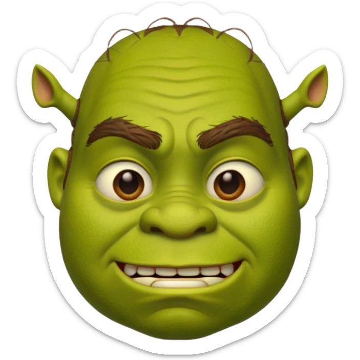 Create a Shrek emoji for a teams chat but make it more original style to the movie- make it as realistic as possible sticker