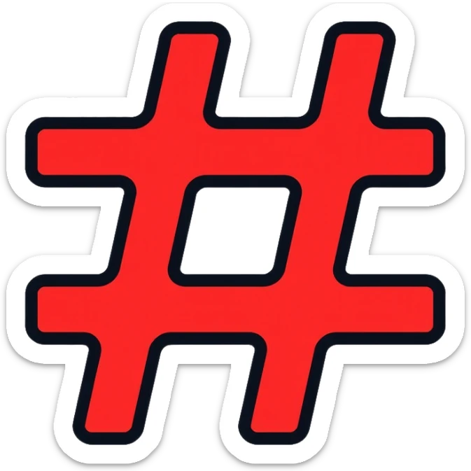 red hashtag symbol sticker