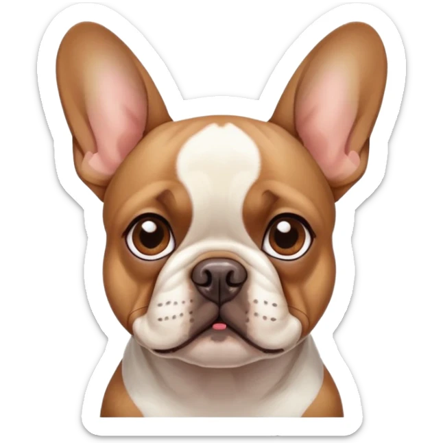 french bulldog with brown polka dot ears and brown fur around its left eye sticker