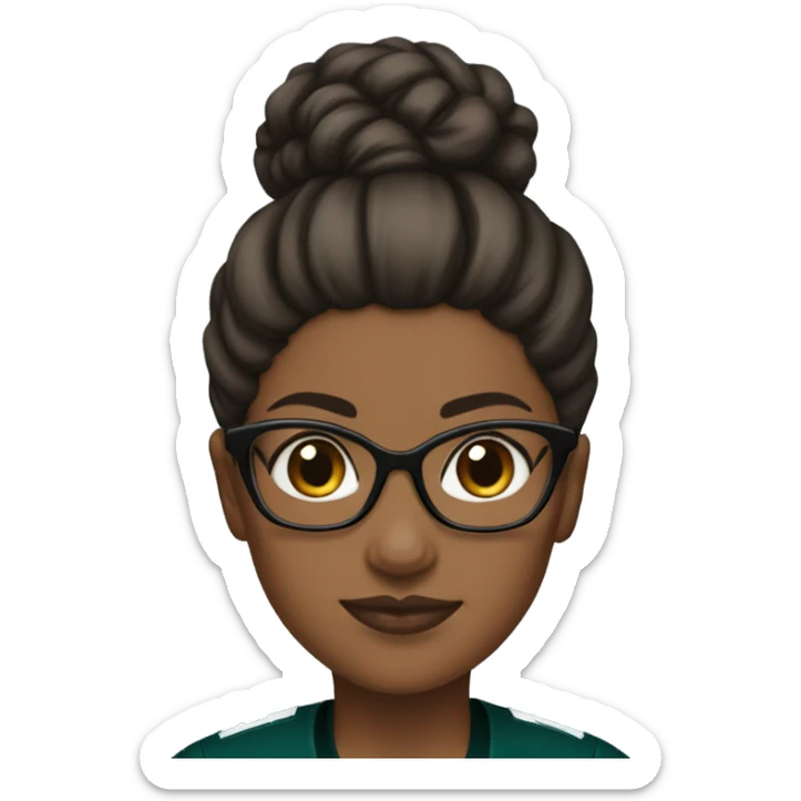 Brown skin girl with glasses and bun in Philadelphia eagles clothes sticker
