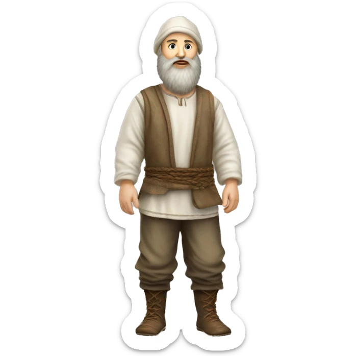 photorealistic white slavic peasant with beard full body, Slavic ethnic clothing sticker