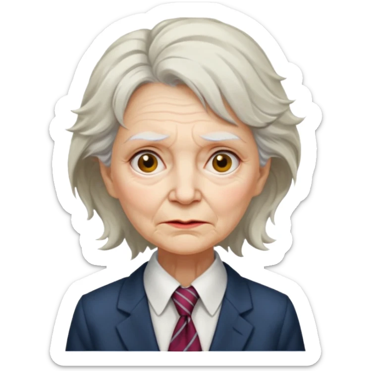 Very old women with Necktie.more smudges on face, different hair style. sticker