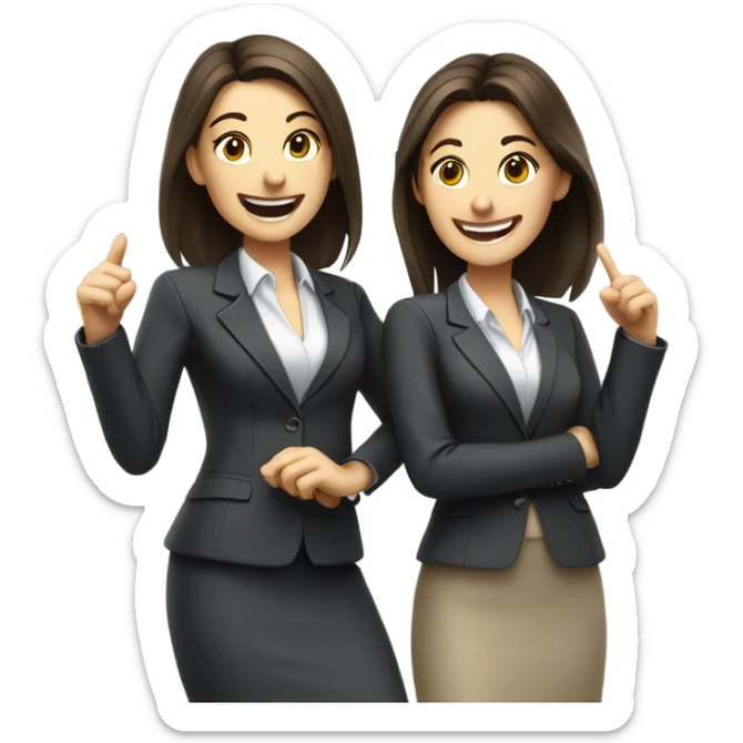 businesswoman two caucasian brunette girls celebrating sticker
