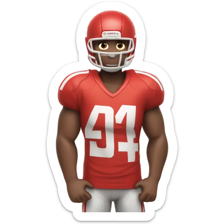 muscular football player wearing a red jersey with number 4 on it sticker