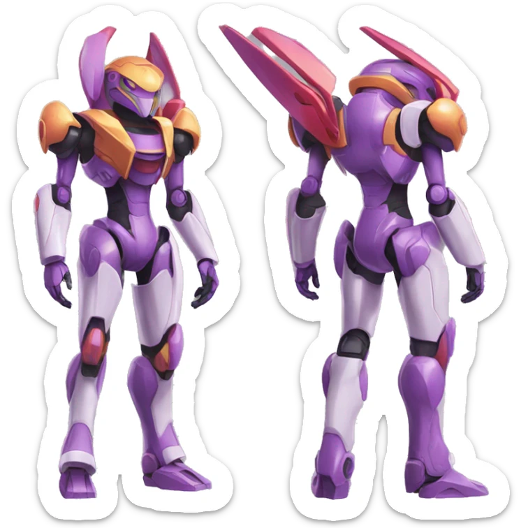 a Genesect-Raptor-Fakémon-Medabot-—hybrid with a futuristic visor-helmet full body sticker