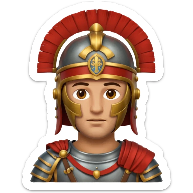  Emoji portrait of a Roman legionary. Helmet, armor, sticker