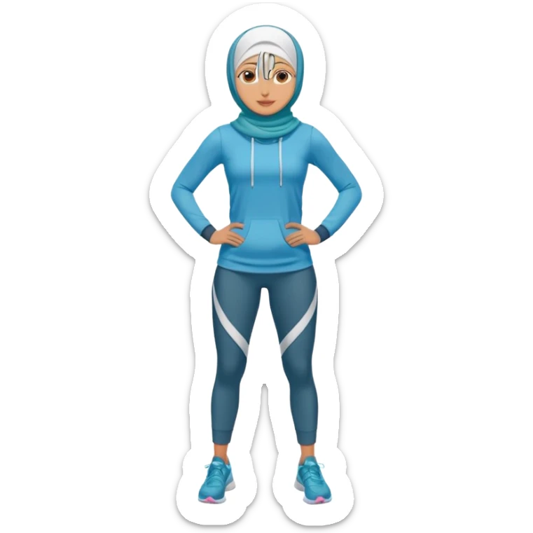 High resolution full body of a girl wearing a hijab and is a fitness trainer sticker