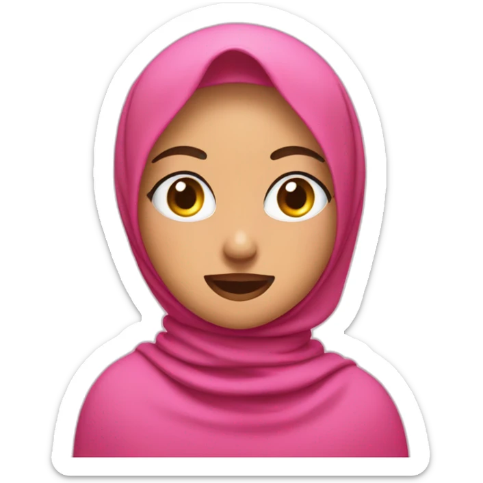 head of a girl wearing a pink hijab and stuck out tongue winking eyes sticker