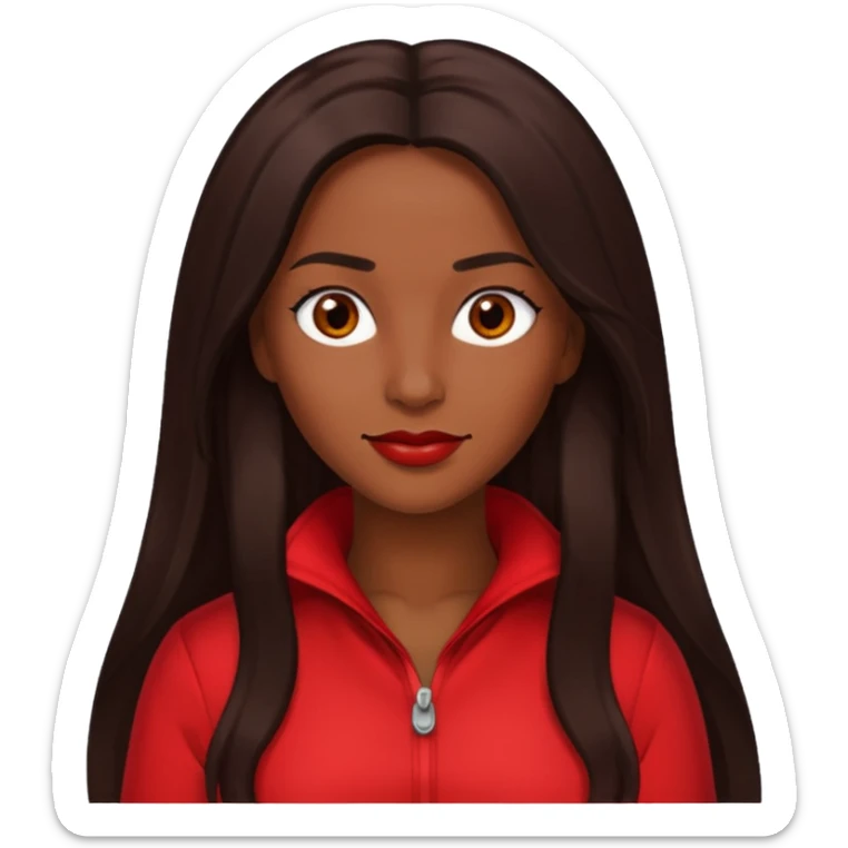 Rozonda Chilli Thomas with dark brown long hair, brown eyes, red outfit sticker
