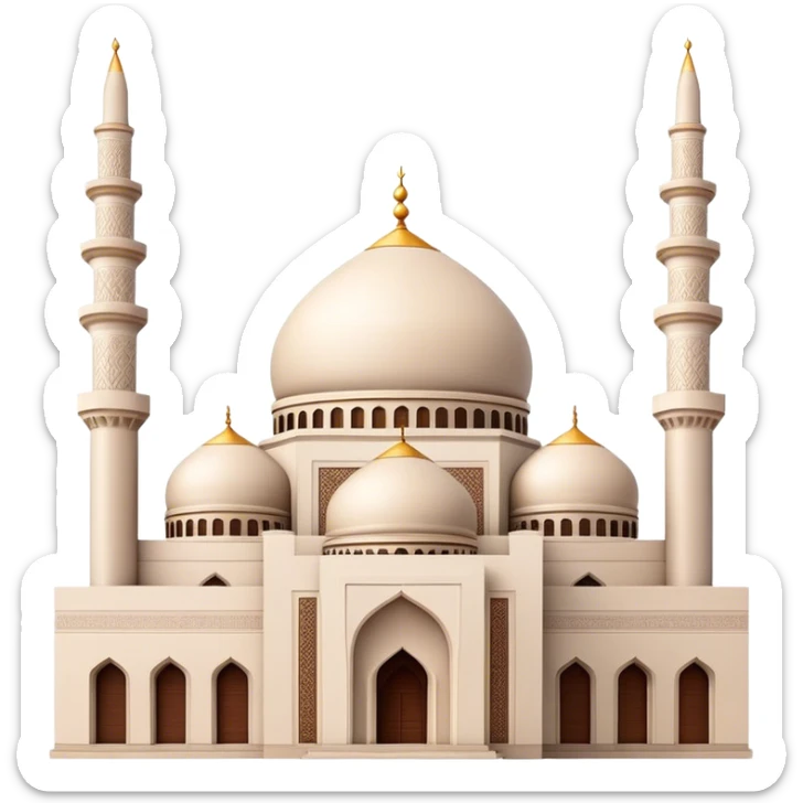 Cinematic Realistic Mohammad Al-Amin Mosque Landmark Emoji, showcasing the intricate architecture of the mosque rendered with rich textures and majestic, soft lighting. sticker