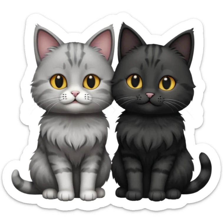 You can make an emoji of two cats looking at each other, one black and the other gray. sticker