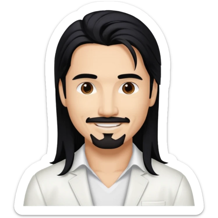 Kevin Richardson from Backstreet Boys with long black hair, white outfit sticker
