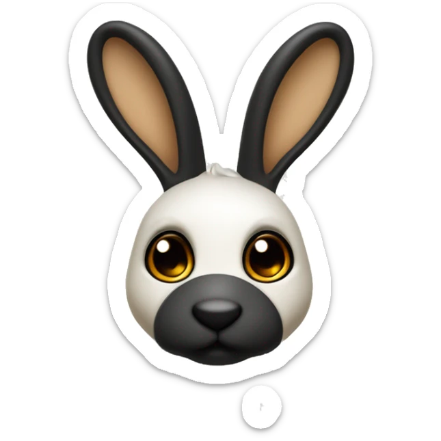 Un conejo minilop blanco con una oreja y ojo negro y otro beige sticker