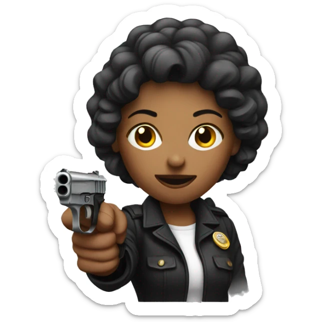 woman with a pistol sticker