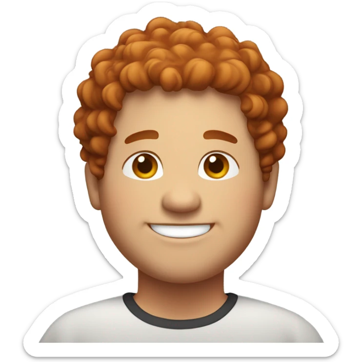 Bading redish curly few hair guy with corners in the hair chubby smiling sticker