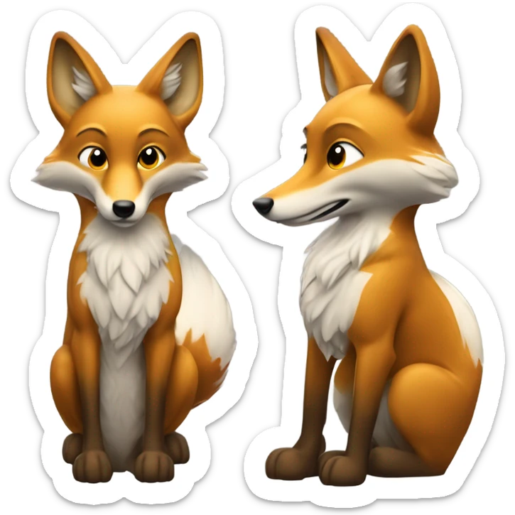 Un renard assis, doré et stylisé, avec des éclairs derrière lui pour rappeler le tonnerre. sticker