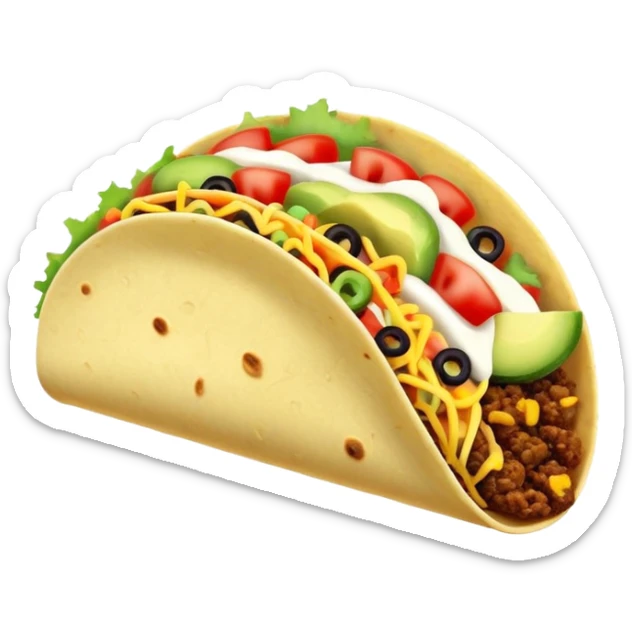 Street food taco with toppings in emoji style sticker