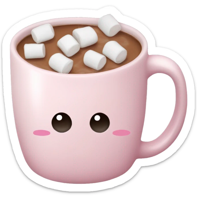Light Pink mug of hot chocolate with marshmallows  sticker