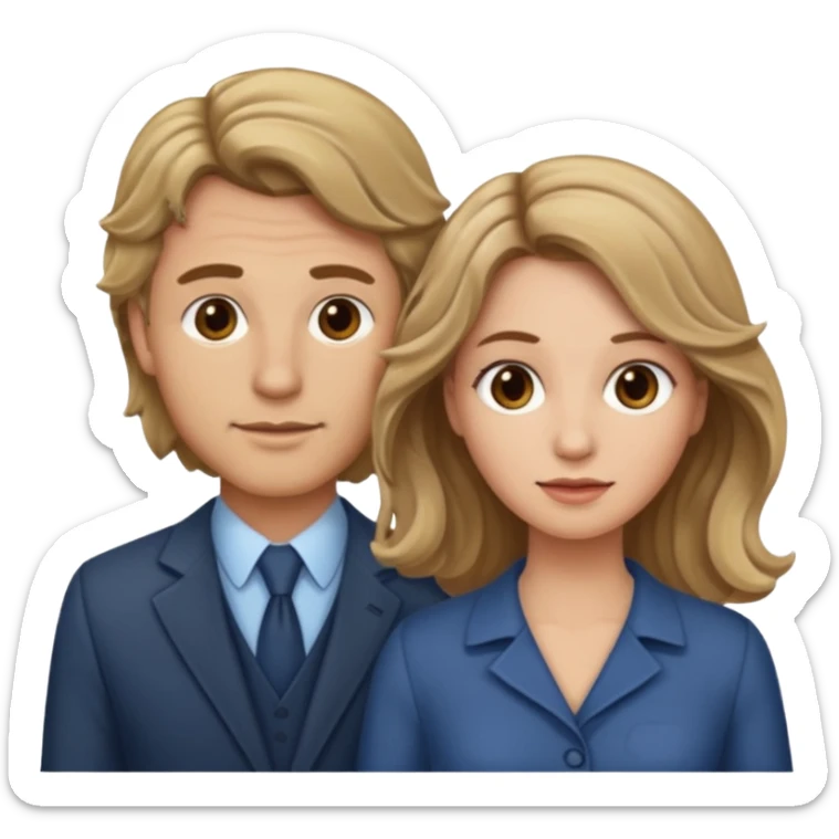 Married couple male dirty blonde hair and female brown wavy hair sticker