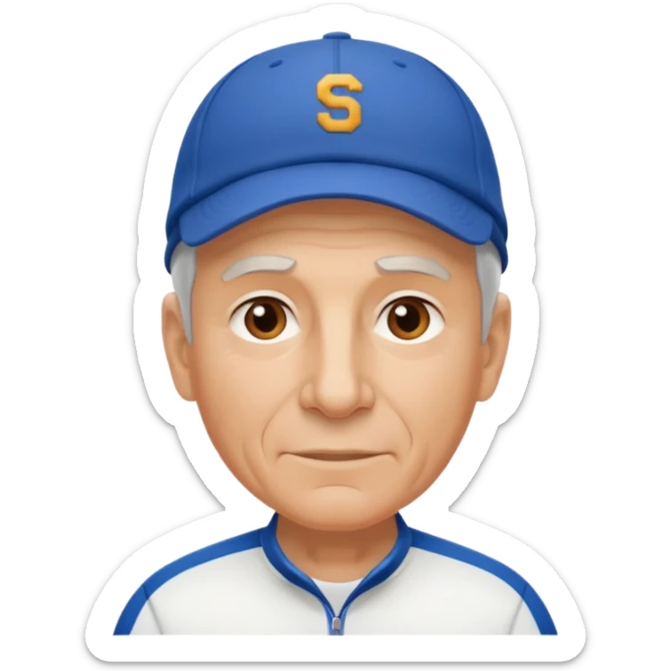 émoji d'un coach plutot agé sportif avec une casquette de sport sticker