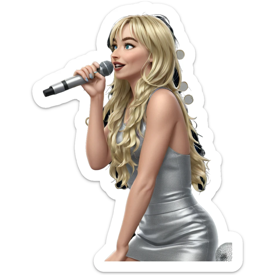 blonde girl with microphone sticker