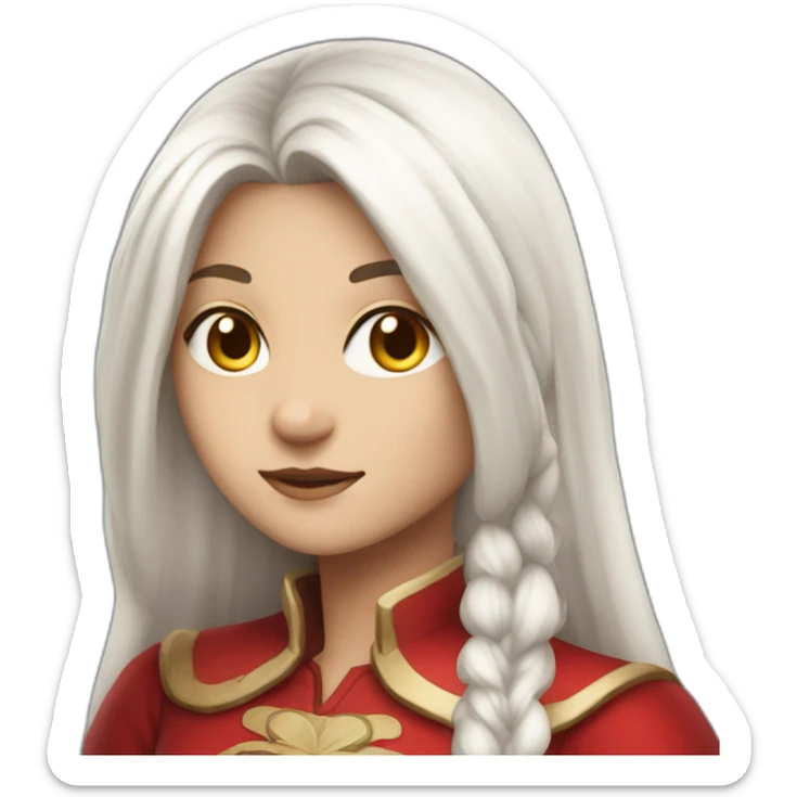rpg-girl-with-long-straight white-hair and red dress sticker