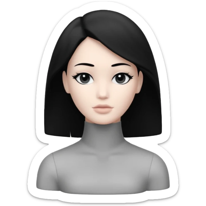 Matte black mannequin in the style of a default avatar. Monochrome with no lines. The eyes should be as matte black as the hair. sticker