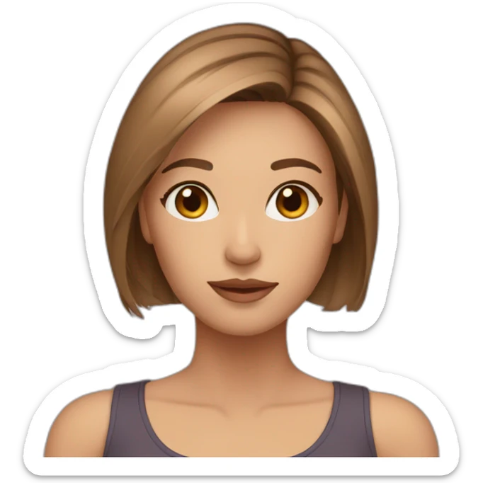 beautiful woman, straight light brown hair, brown eyes sticker