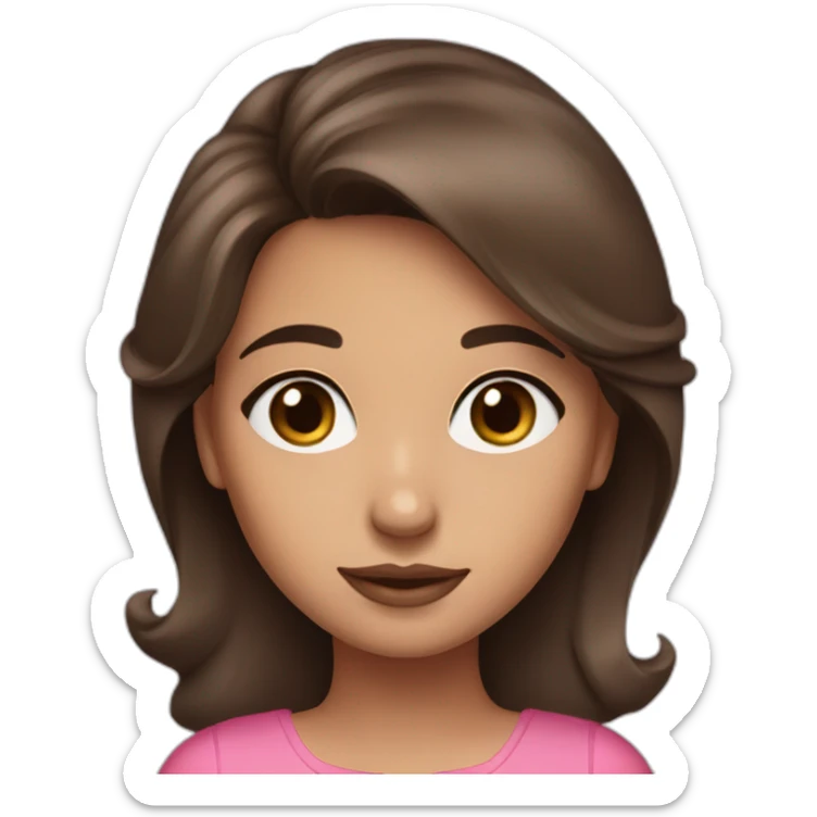 Brunette brown eyes girl pink and torqoese dress sticker