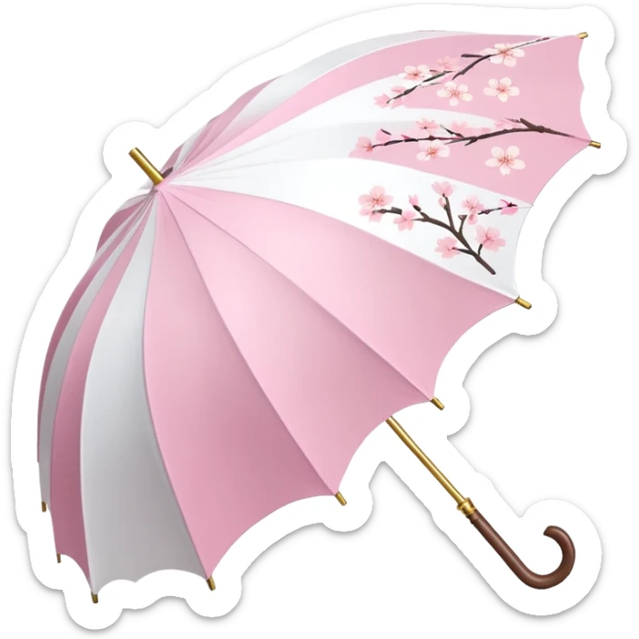 A beautiful pretty cute pastel pink and white umbrella-parasol with sakura patterns  sticker