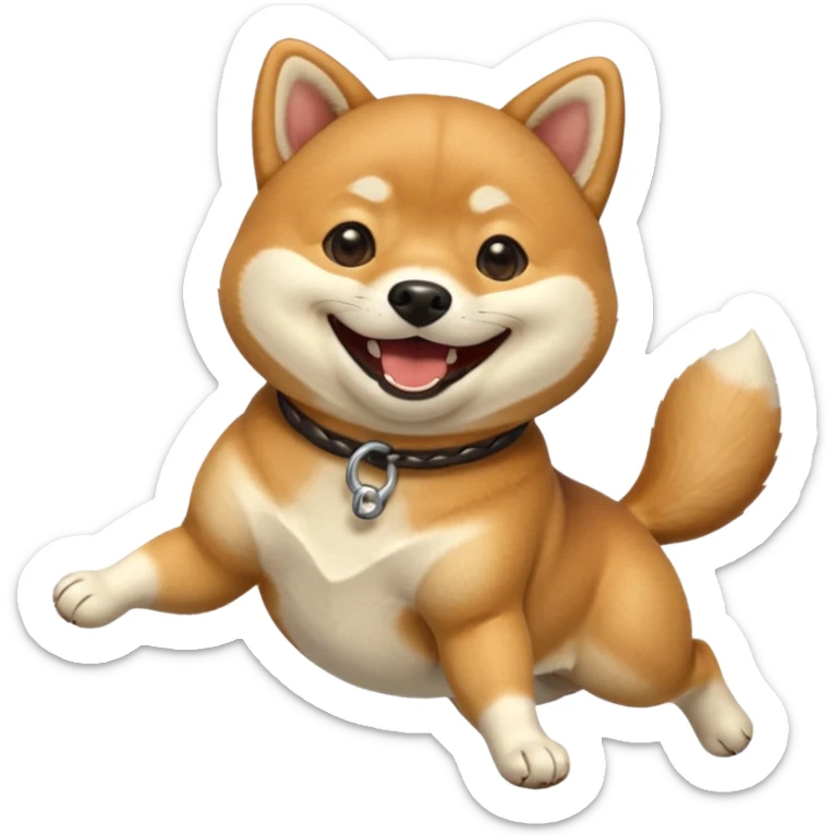  shiba inu, qui est mdr et se roule à terre les 4 pattes en l'air, avec sa queue en tire bouchon sticker