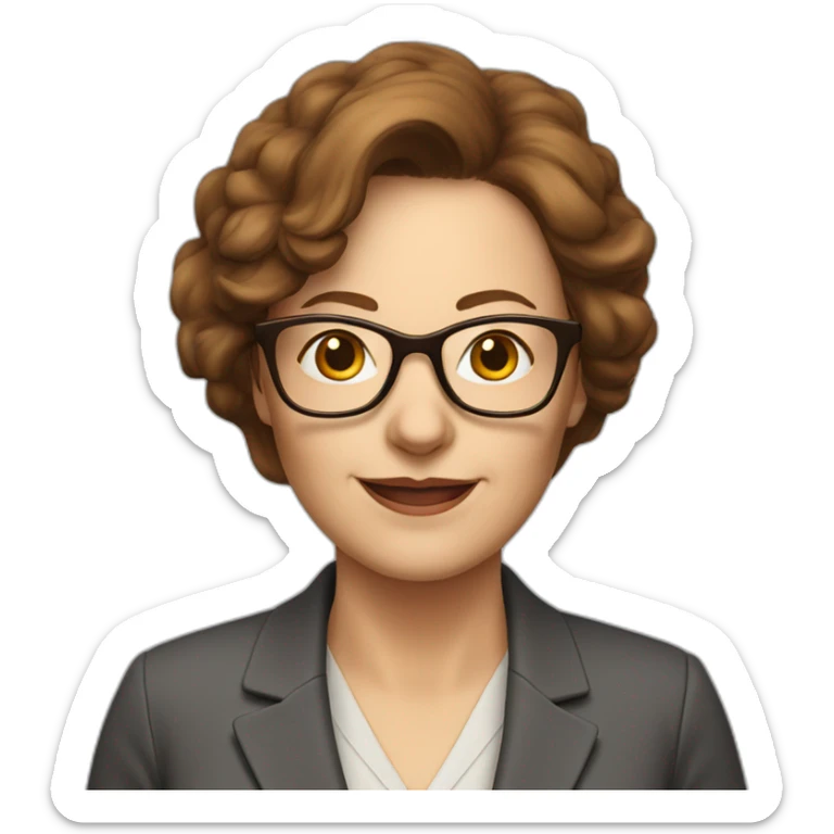 middle-aged accounting woman with brown midhair and glasses sticker