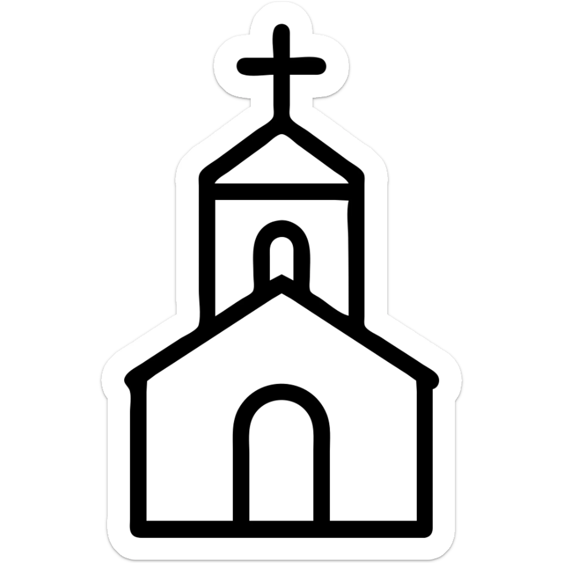 outlined icon of a church, simple and clean, no fill sticker