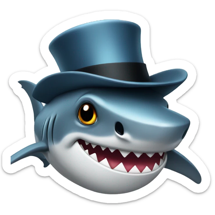 Shark with a top hat sticker